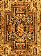 golden ceiling ornament in santa maria church, italy, rome