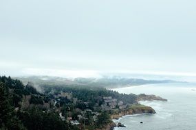 scenery rocky coastline in mist