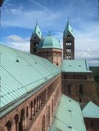 roof view of Imperial Cathedral Basilica of the Assumption and St Stephen, germany, speyer