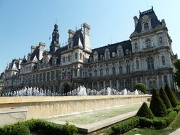 fountain at hotel de ville, town hall, france, paris