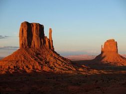 red rocks at evening sky, usa, utah, monument valley