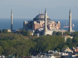 Mosque with Bosphorus sea view Istanbul Turkey