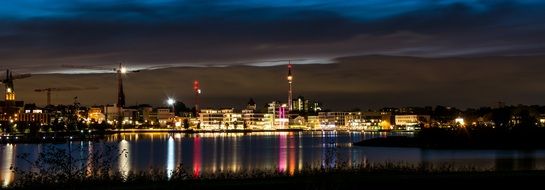 night city at phoenix lake, germany, dortmund