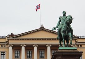 Statue of King Karl Johan XIV at royal castle, Norway, Oslo