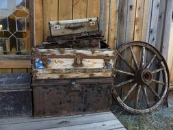 Agricultural equipment in a ghost town in the wild west