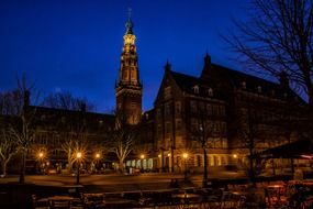 night illumination of an old building in Holland