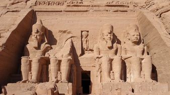 ancient statues of abu simbel rock temple, egypt