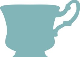 clipart of blue vintage coffee cup silhouette