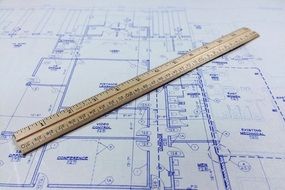 ruler on blueprint, architecture concept