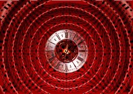 image of a red time background structure clock