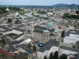 roof view of old town, austria, salzburg