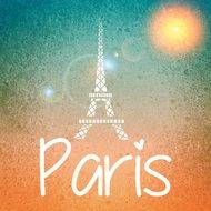 orange and green background with eiffel tower silhouette, paris