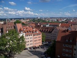 roof view of apartments in town, germany, nuremberg