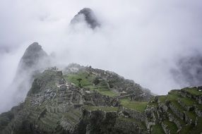 clouds over the ancient city, peru, Machu Picchu