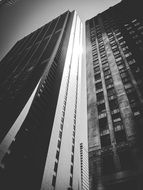 black and white image of a skyscraper