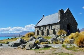 Church of the Good Shepherd , stone building at sea, new zealand