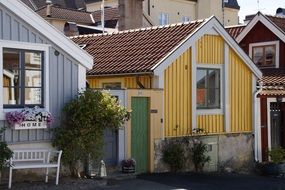 colorful boathouses in Kalmar