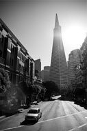 black and white photo of skyscrapers in San Francisco