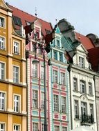 old colorful houses at city market, poland, wroclaw