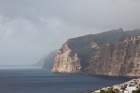 landscape of corgeous cliffs at sea under clouds, spain, tenerife, acantilados de los gigantes