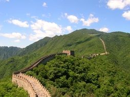 great wall of china in green mountain landscape