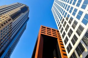 modern building tops at blue sky