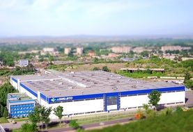 top view of new automobile factory building, kazakhstan