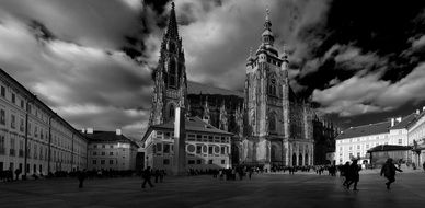 church of st vitus black and white photo