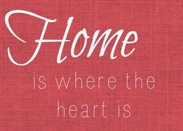 home, vintage white lettering on pink background