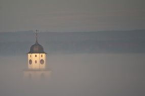 church, sunrise ,sunset, fog, space,foggy
