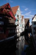 picturesque old buildings at water, germany, ulm