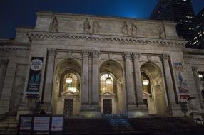 public library new york manhattan night view