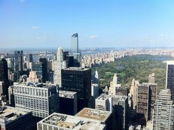 top view of central park in cityscape, usa, new york city