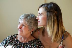 happy family, mother and daughter together