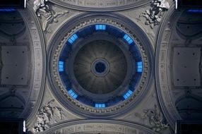 illuminated dome in church interior