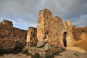 stone walls of ancient castle ruins