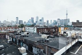 midtown, grunge roofs in view of city