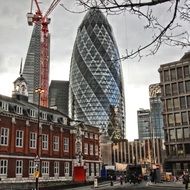 the gherkin skyscraper in city, uk, england, london