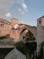 Ottoman-style bridge, which spanned the Neretva river, bosnia and herzegovina, mostar