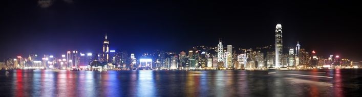 beautiful night city waterfront, china, hong kong