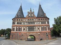 Holsten Gate towers with conical roofs, poland, lübeck