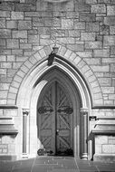 closed door of gothic cathedral