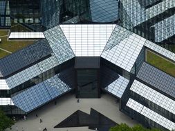 aerial view of the window on roof of modern building, germany, frankfurt