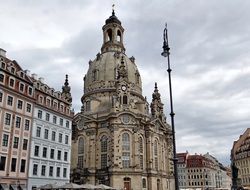 lutheran Church of Our Lady, frauenkirche, in old town at cloudy sky, germany, dresden