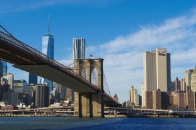 panoramic view of downtown and Brooklyn bridge, usa, Manhattan, nyc