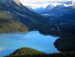 peyto lake in gorgeous mountain landscape, canada, alberta