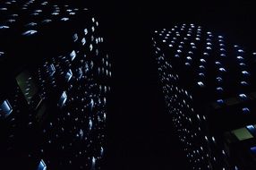 building window lights in night