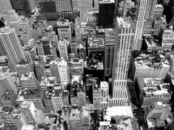 black and white photo of a top view of the city