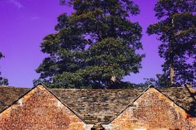 roof of old brickwork of farm house