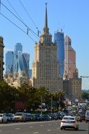 traffic on road in cityscape, russia, moscow